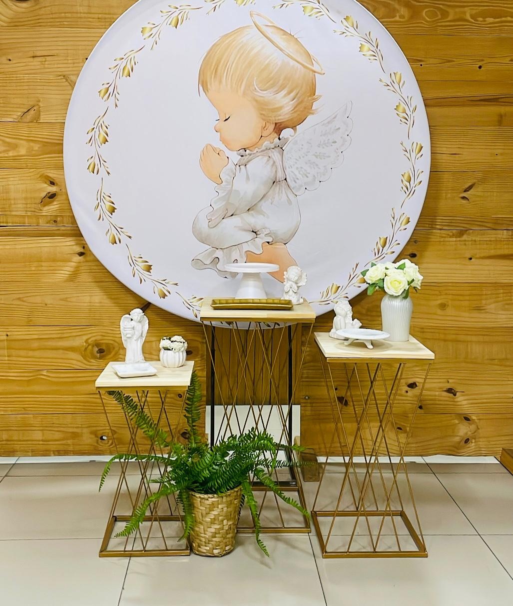 Kit Batizado Com Mesa Ferro Dourada - Comemore com encanto