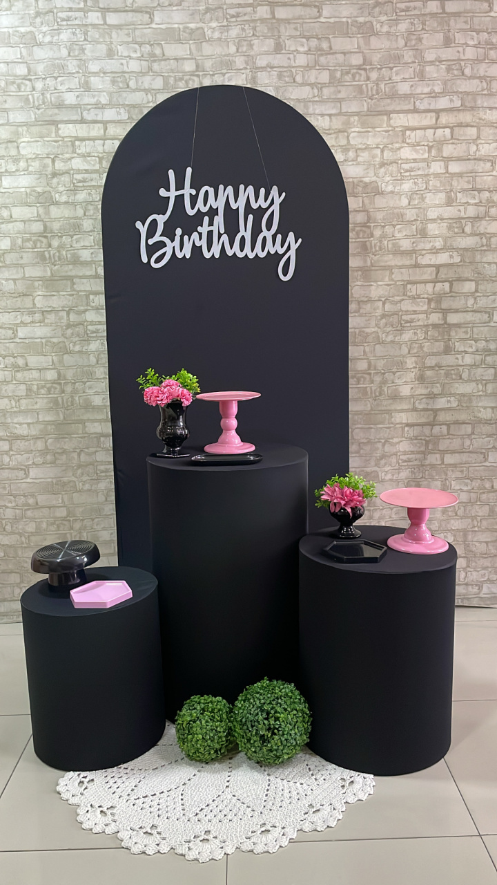 Kit Romano Preto Com Rosa  - Comemore com encanto