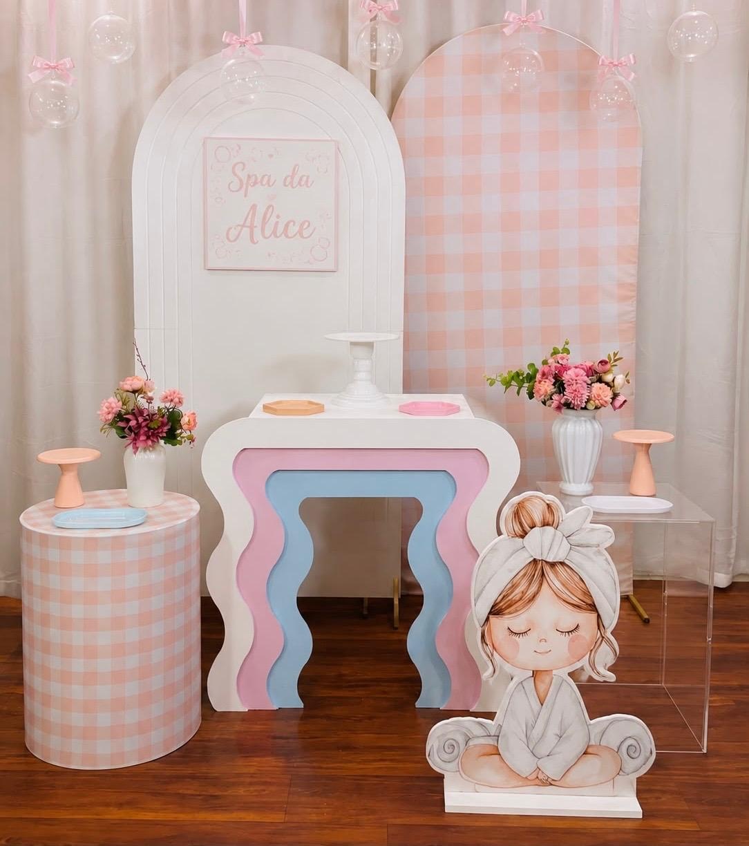 Kit Spa Com Mesa Camada Cilindro Babado - Comemore com encanto