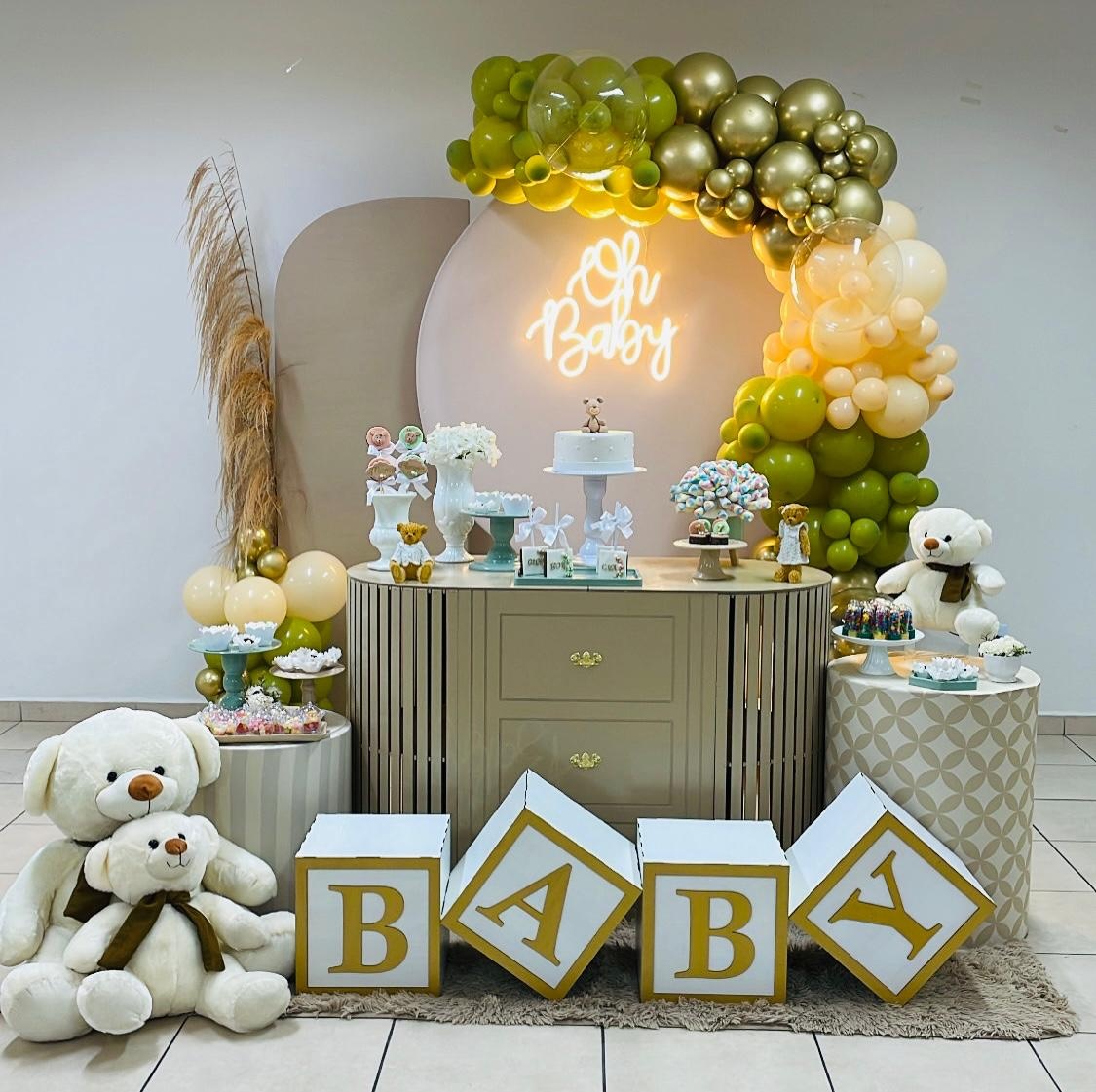 Kit Cha de Bebe Verde Oliva Com Nude Completo - Comemore com encanto