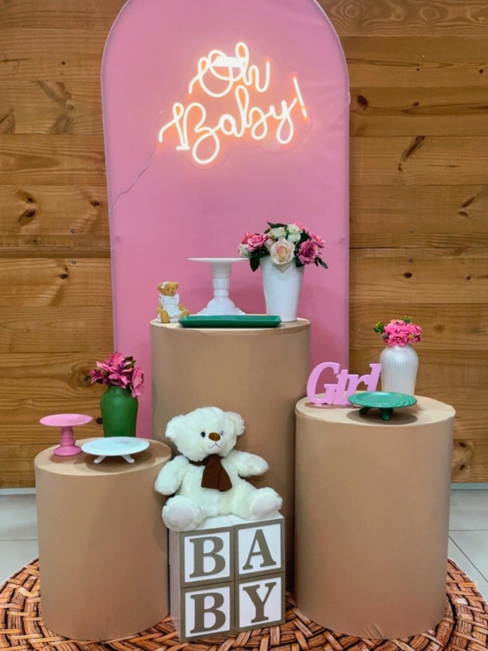 Kit Cha de Bebe Rosa Com Verde Oliva Oh Baby - Comemore com encanto