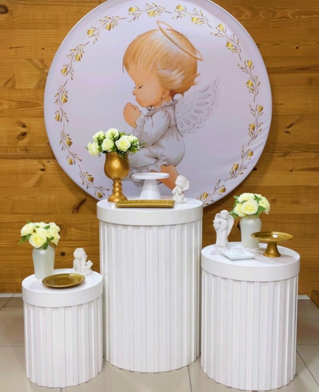 Kit Batizado Anjo Cilindro Ripado - Comemore com encanto