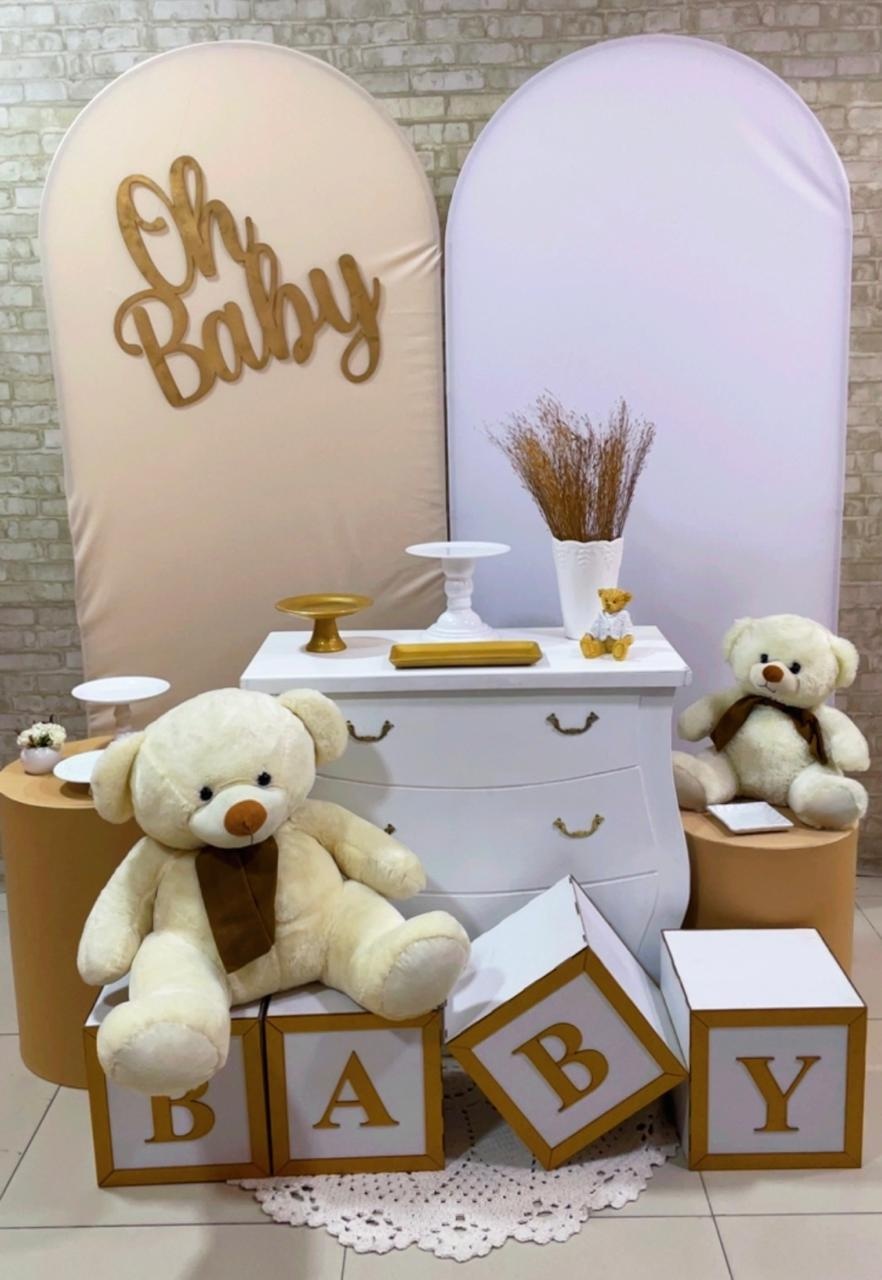 Kit Cha de Bebe Nude Com Branco - Comemore com encanto