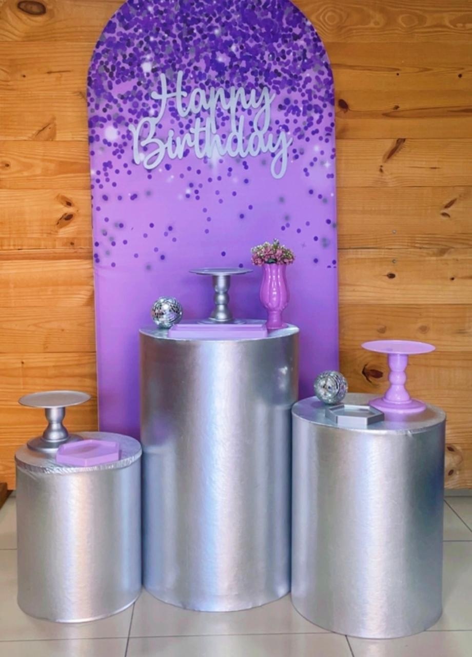 Kit Happy Mdf Lilas Com Prata - Comemore com encanto