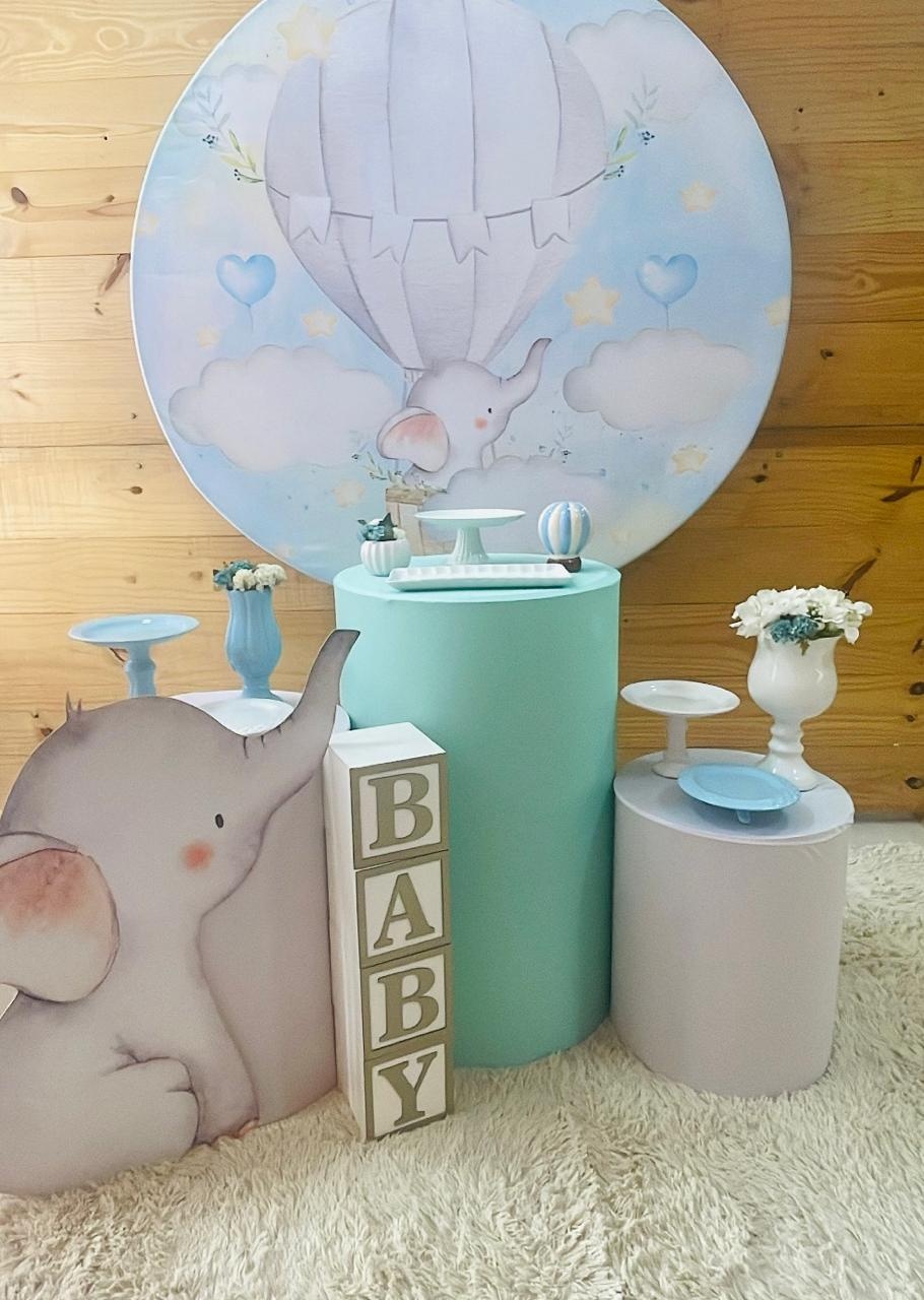 Kit Elefante Azul Verde Agua - Comemore com encanto