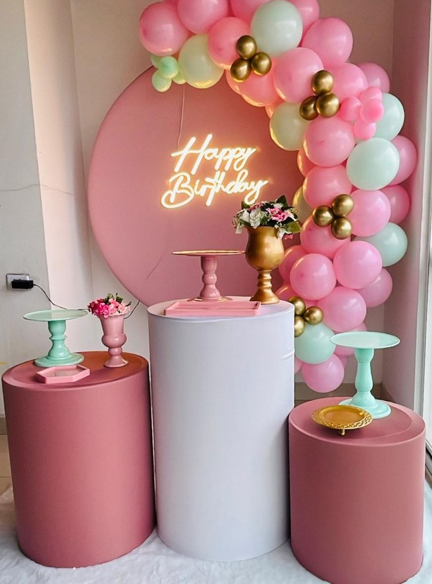 Kit Rosa Com Verde Agua Com Baloes - Comemore com encanto