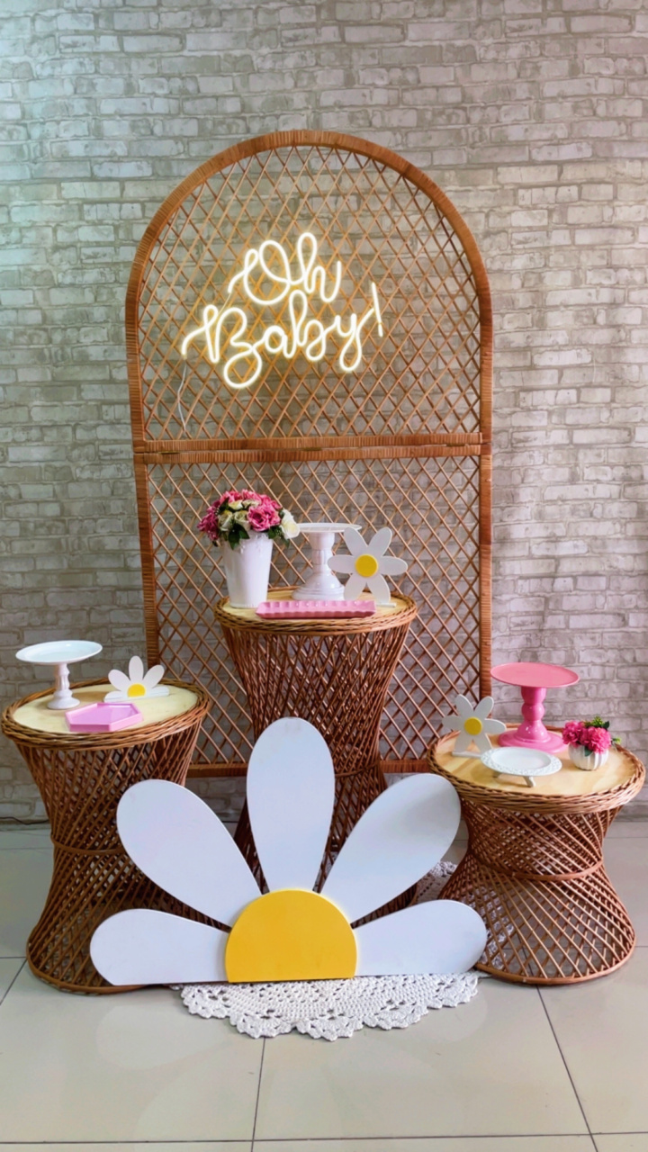 Kit Vime Chá de Bebê Margarida Rosa 1 - Comemore com encanto