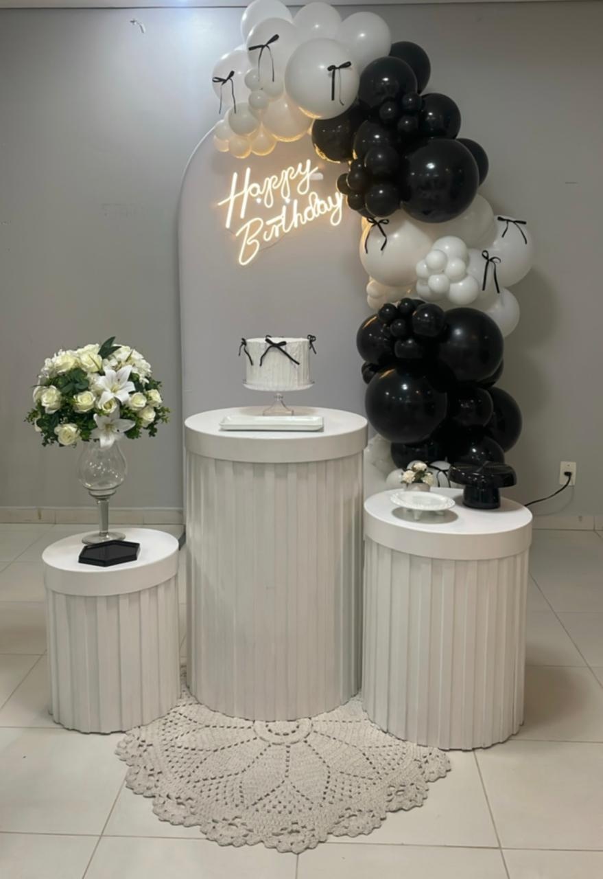 Kit Laço Branco Com Preto - Comemore com encanto
