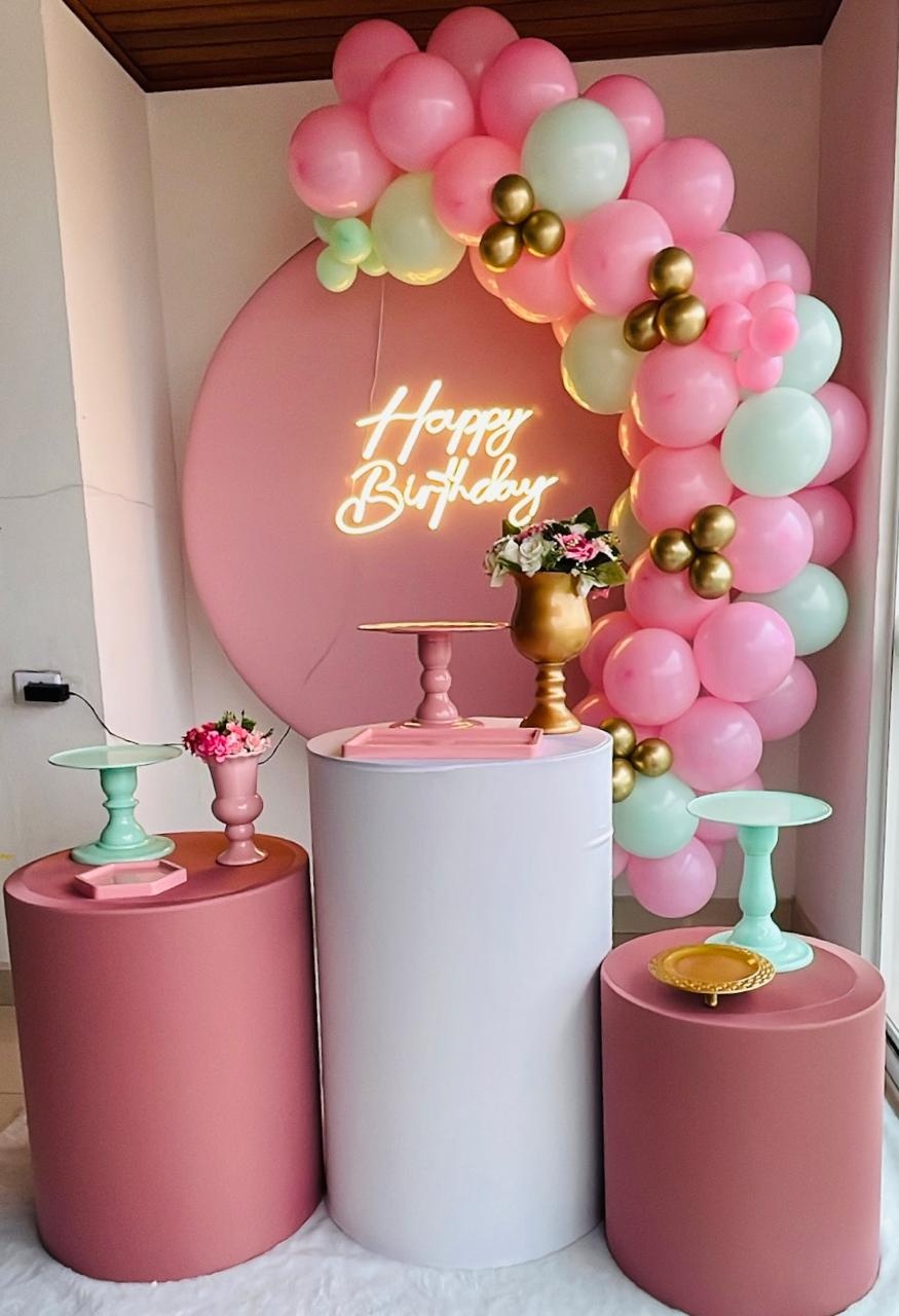 Kit Happy Rosa Com Verde Agua Completo - Comemore com encanto