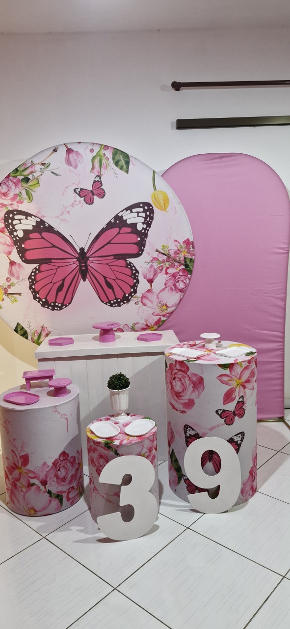 Kit Borboletas Rosa Completo C/ Números - Marisa Festas Descartáveis e Cia 
