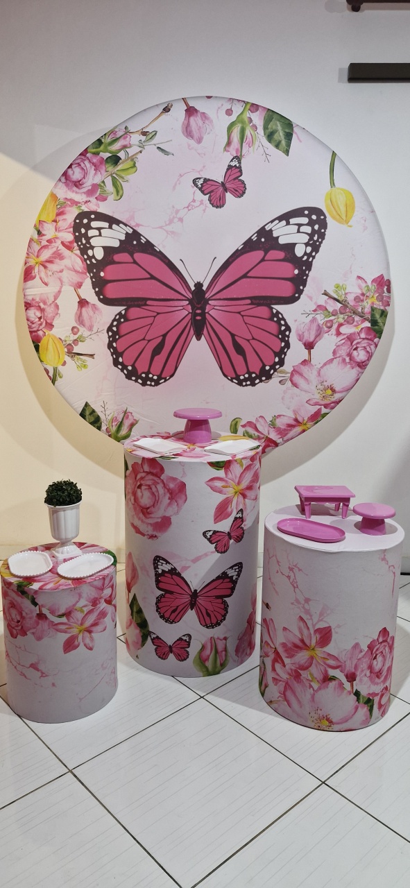 Kit Borboletas Rosa - Marisa Festas Descartáveis e Cia 