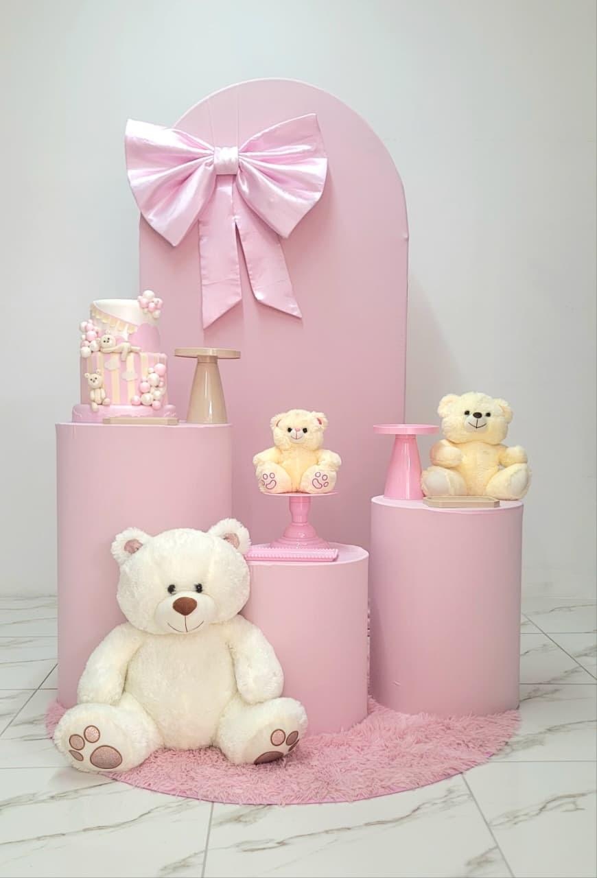 Chá Urso Laço Rosa - kiccafesta 