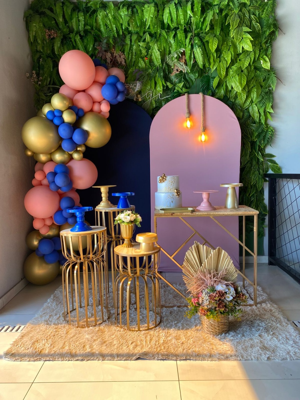Decor Rose,Azul E Dourada - kiccafesta 