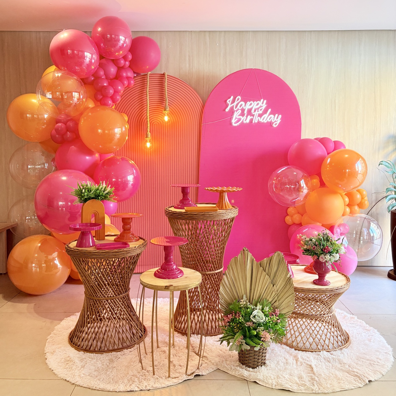 Decor Pink Com Laranja - kiccafesta 