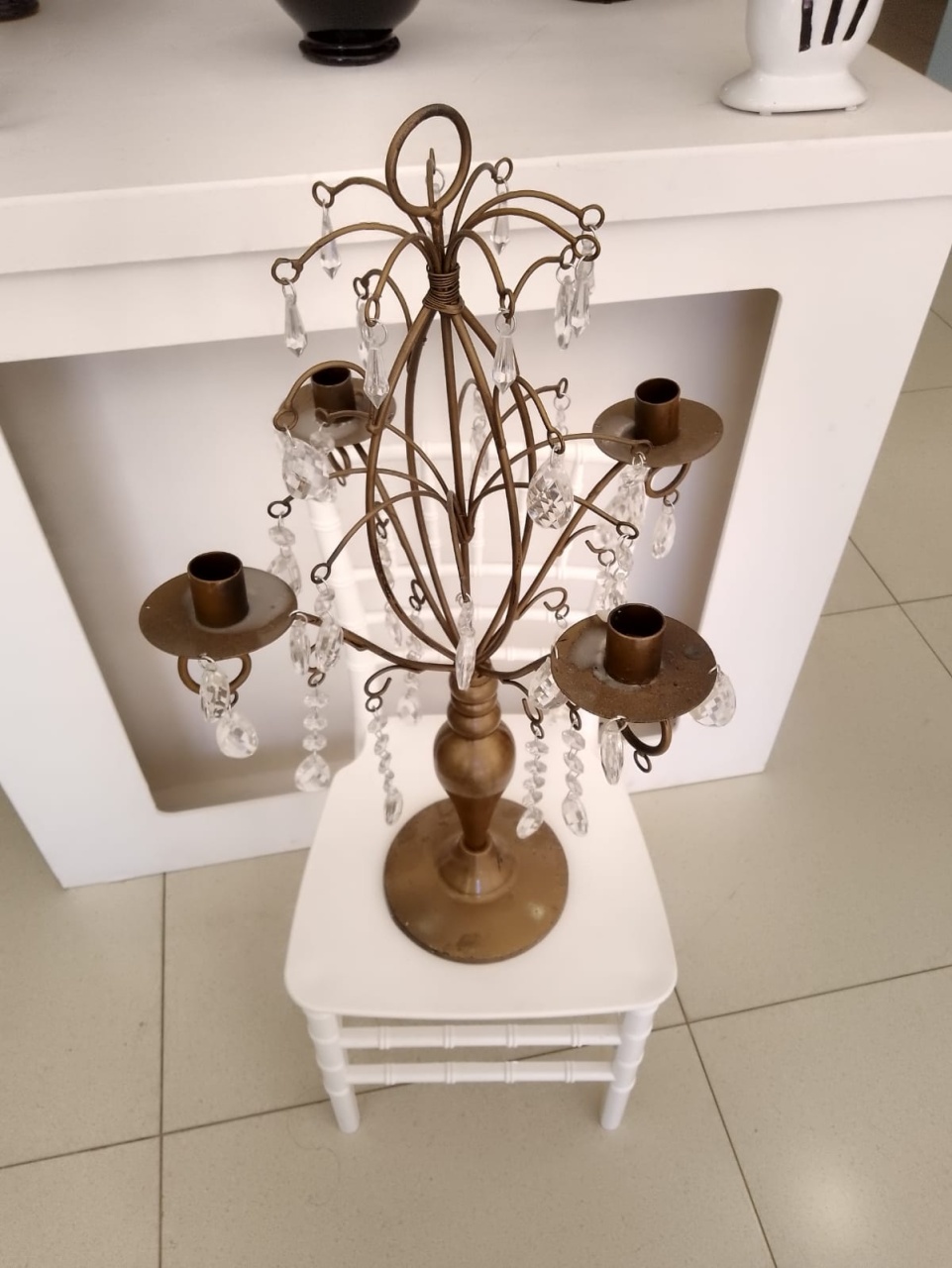 Candelabro Bronze Com Cristais - Mania de festa