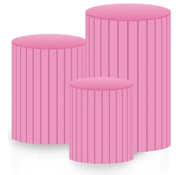 Capa de Cilindros Rosa Ripado - Mania de festa 
