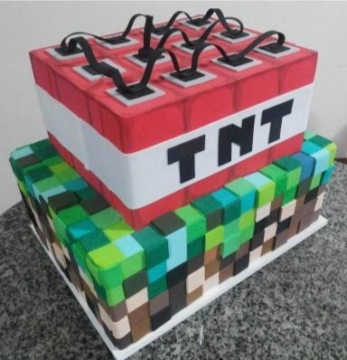 Bolofake Minecraft - Danieldecorações