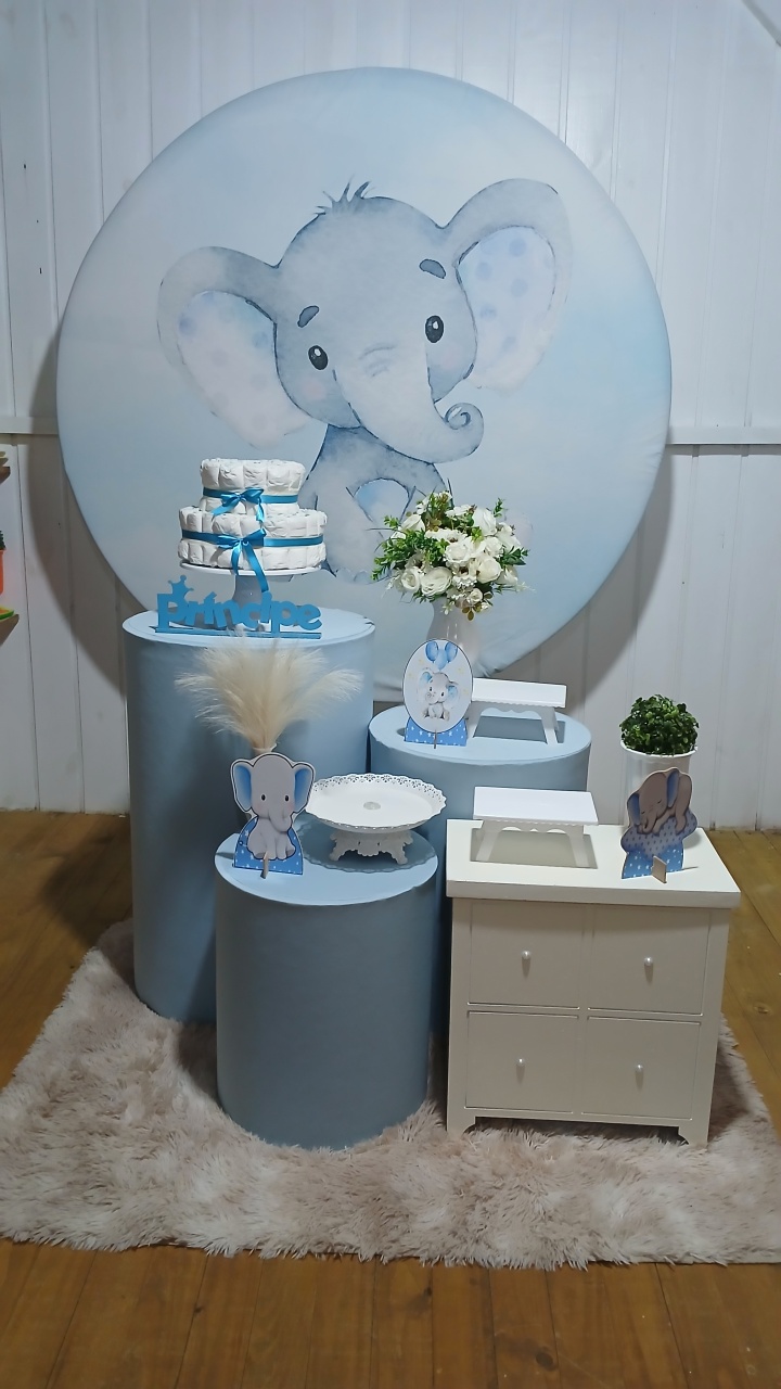 Elefante Azul - Doce encanto decorações 