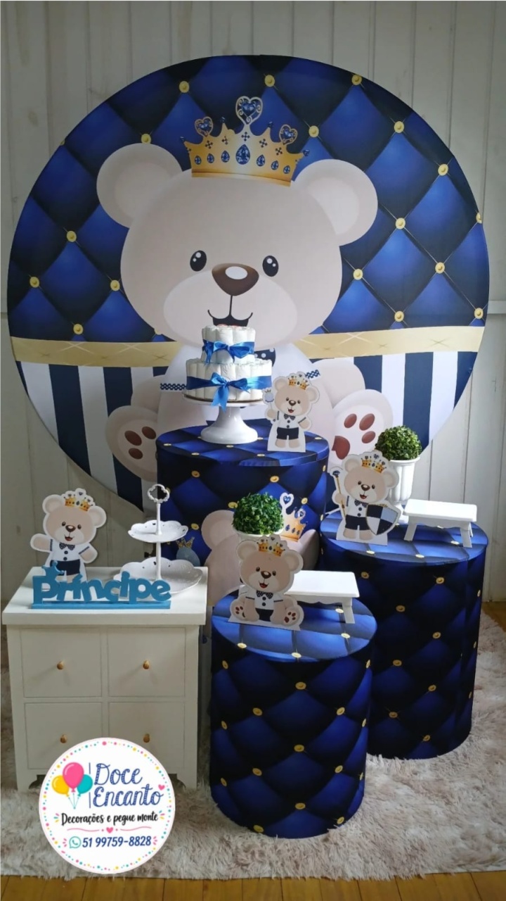Cha de Bebe Urso Realeza Azul Escuro - Doce encanto decorações 