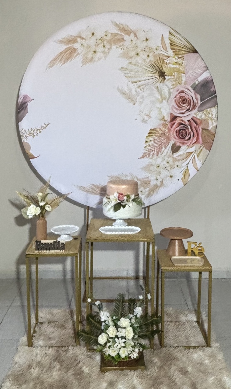 Floral Bege 01 - Shalom Festas Pegue e Monte