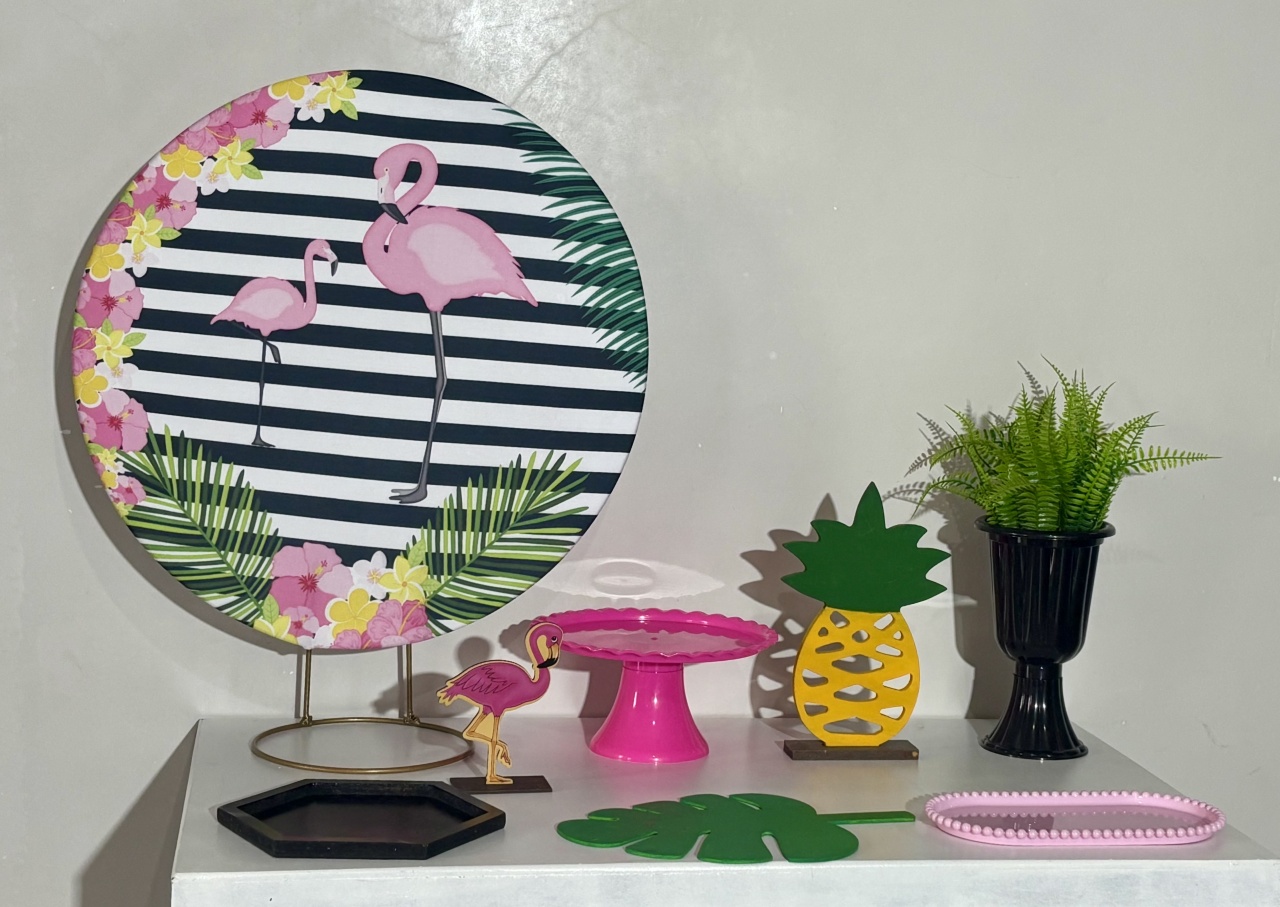Mini Kit Flamingo 01 - Shalom Festas Pegue e Monte 