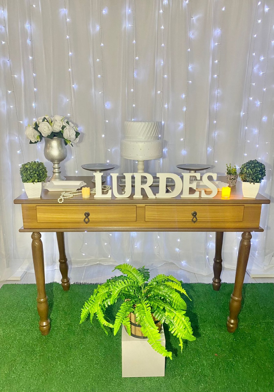 Mesa Rústica Com Cortina Led Prata - Shalom Festas Pegue e Monte 