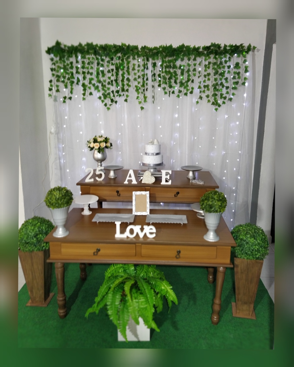 Mesa Rústico Duplo / Cortina de Leds - Shalom Festas Pegue e Monte 