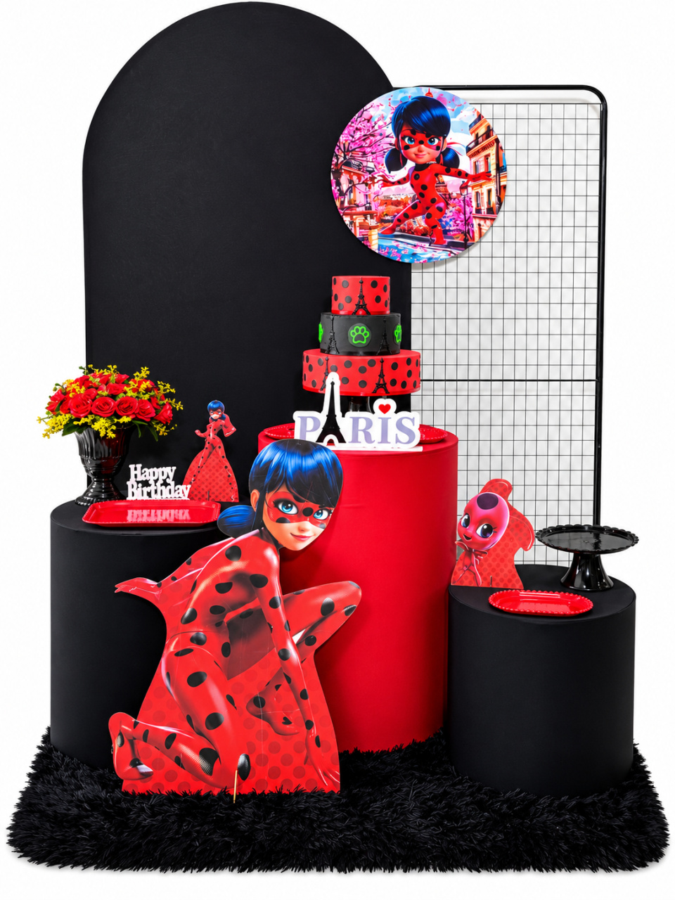 Romano Lady Bug Biombo Tela - Shalom Festas Pegue e Monte 