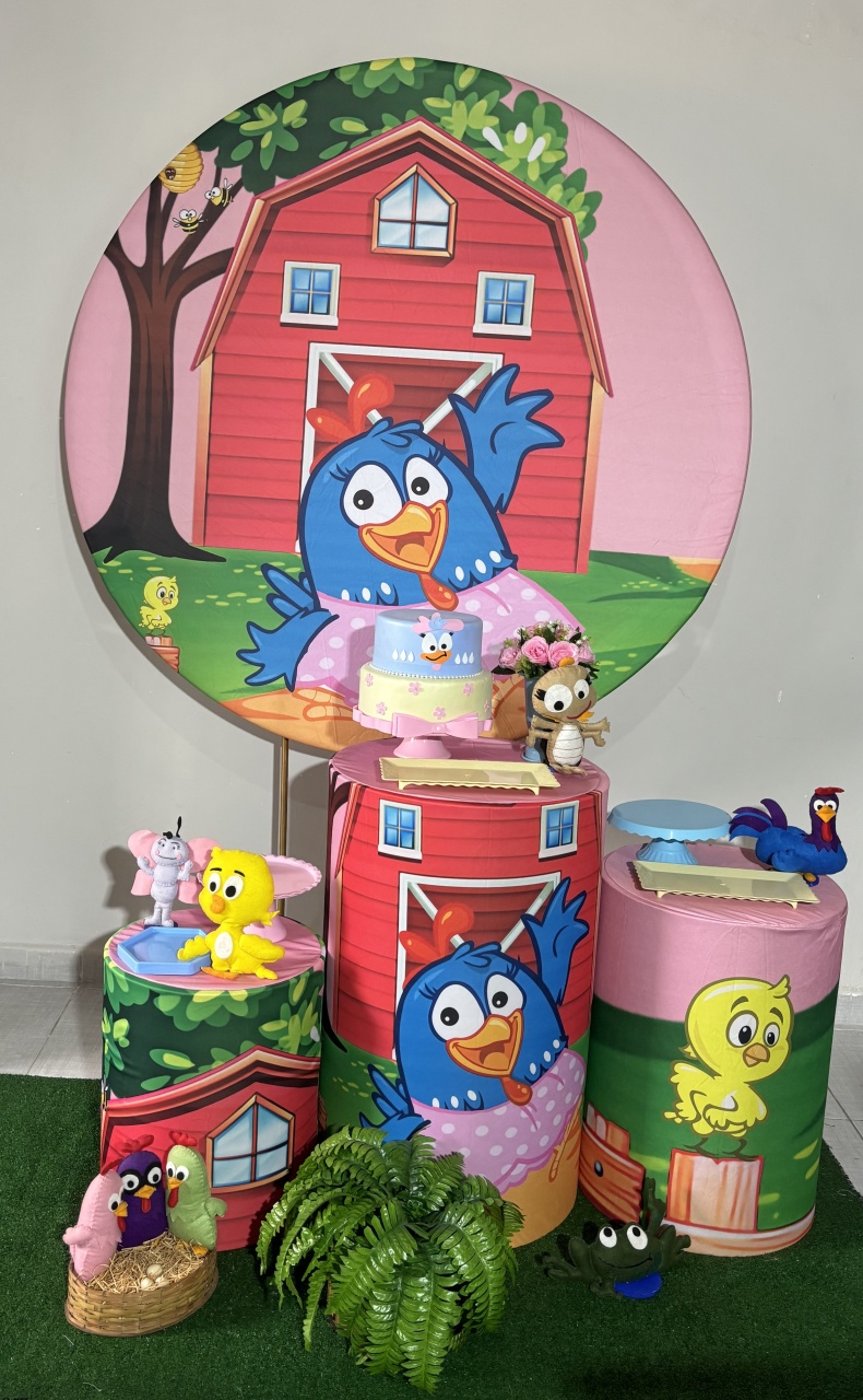 Galinha Pintadinha Rosa 01 - Shalom Festas Pegue e Monte