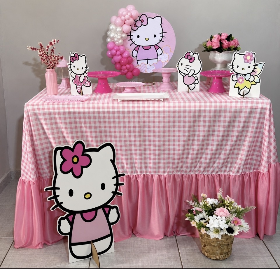 Hello Kitty Mesa Babado - Shalom Festas Pegue e Monte 