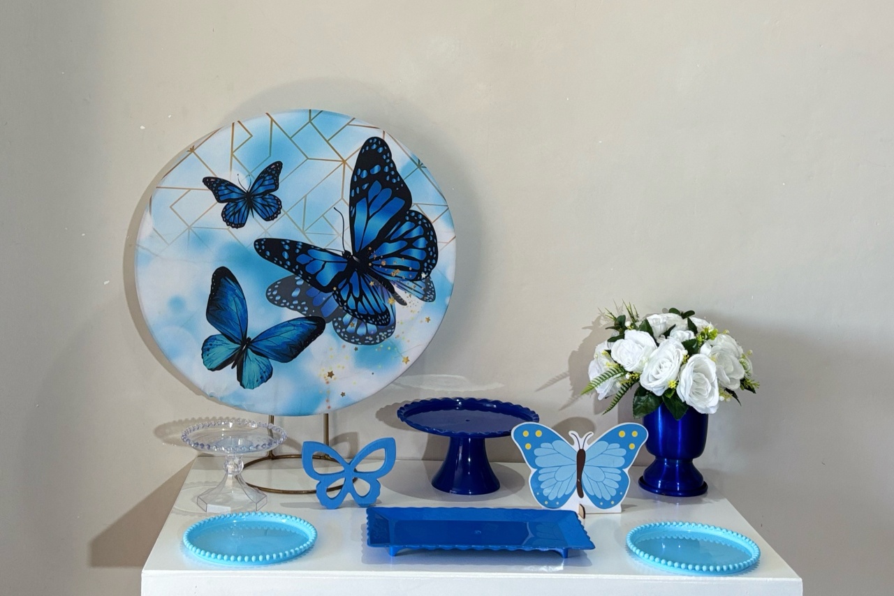 Mini Kit Borboleta Azul - Shalom Festas Pegue e Monte 