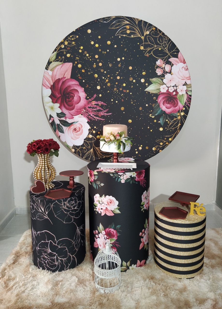 Floral Preto 03 - Shalom Festas Pegue e Monte 