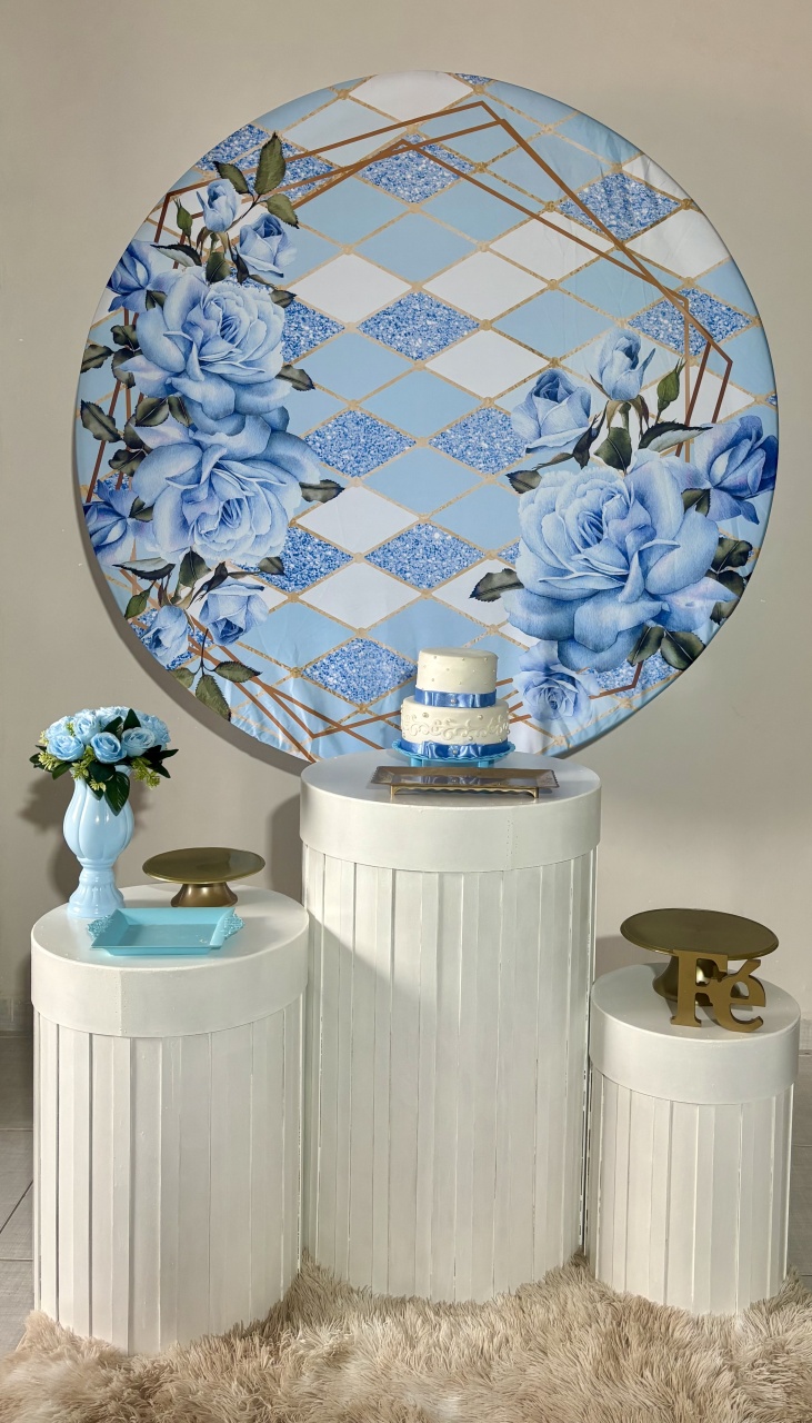 Floral Azul 01 Ripado - Shalom Festas Pegue e Monte