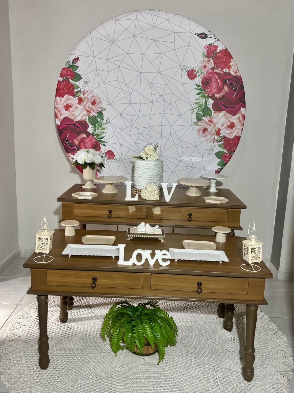 Mesa Rústico Duplo / Casamento / Noivado/ Bodas - Shalom Festas Pegue e Monte 