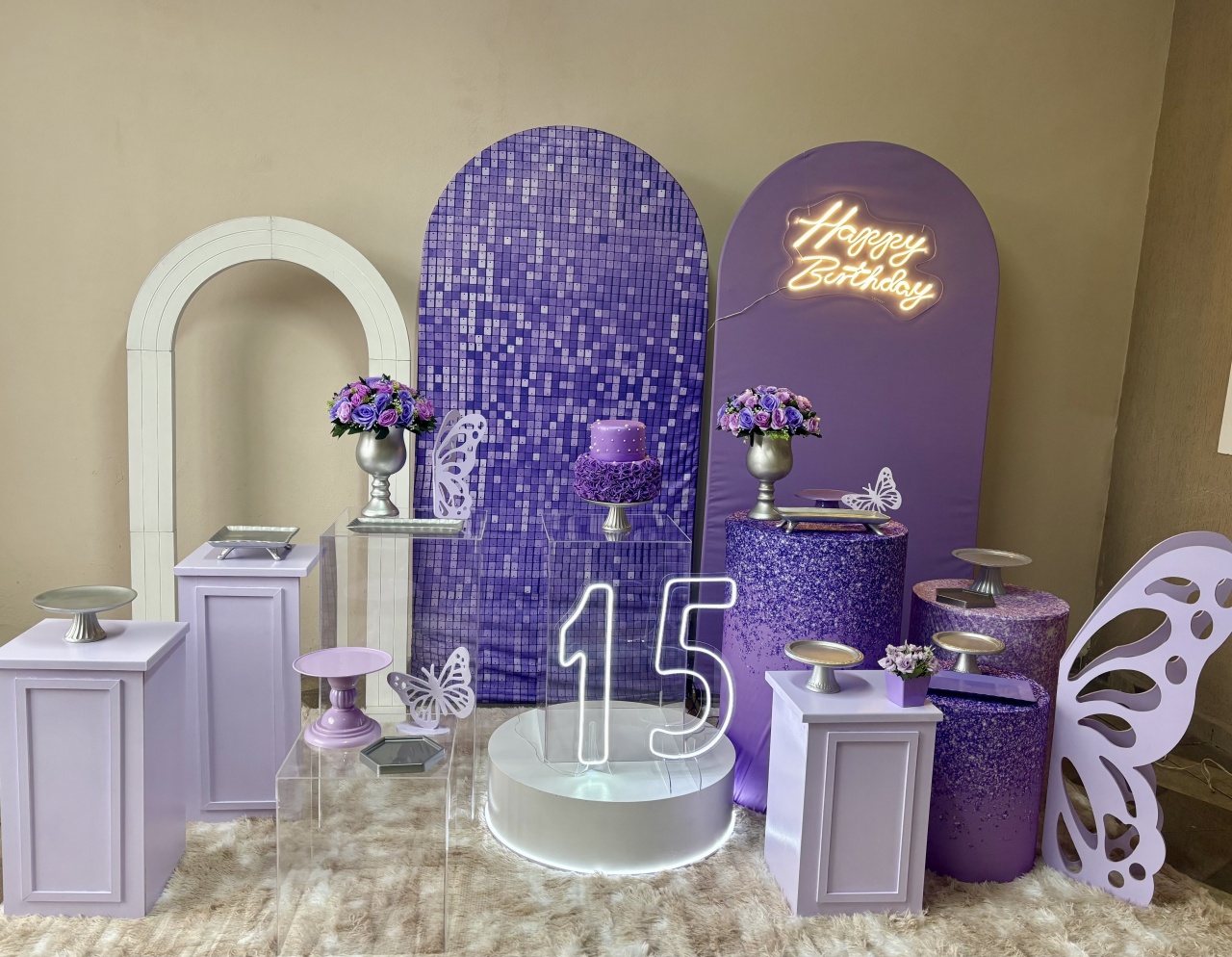 Lilás Painel Triplo Luxo  - Shalom Festas Pegue e Monte