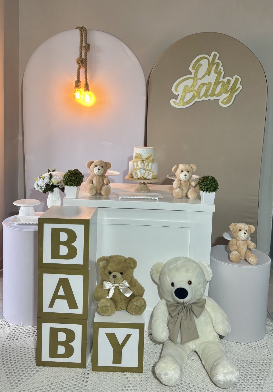 Bege Urso Chá de Bebê - Shalom Festas Pegue e Monte 