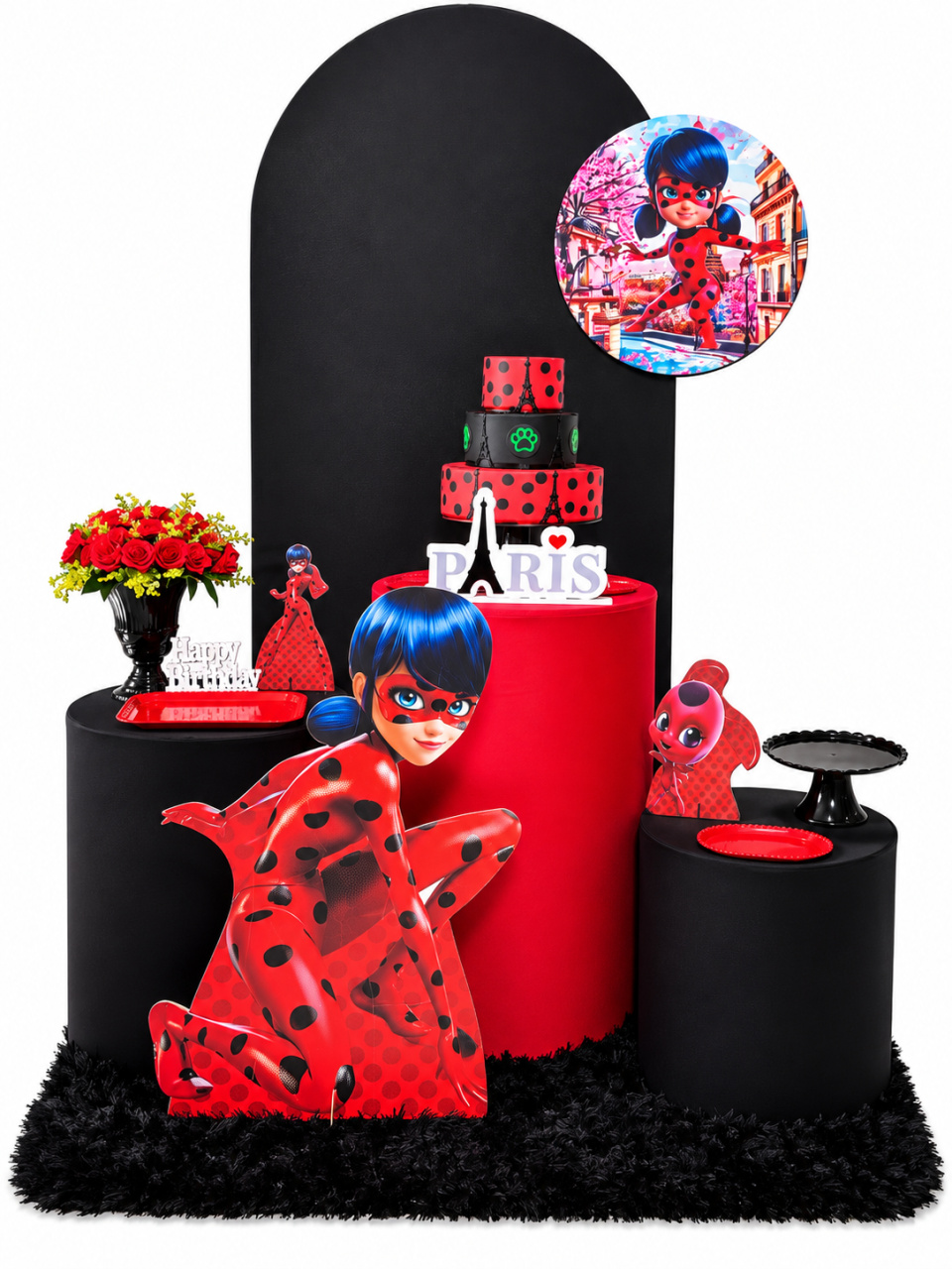 Romano Lady Bug Painel 50X50 - Shalom Festas Pegue e Monte 