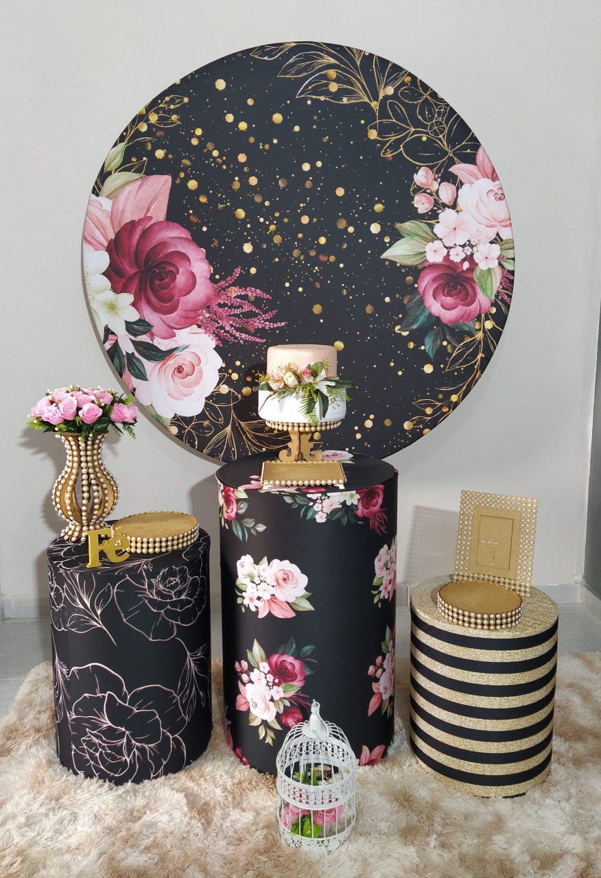Floral Preto 01 - Shalom Festas Pegue e Monte 