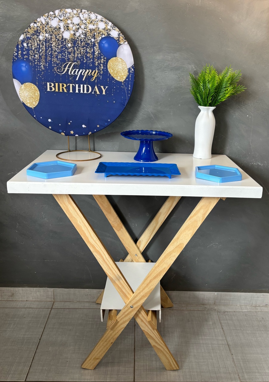 Mini Kit Azul Happy Birthday 02 - Shalom Festas Pegue e Monte 