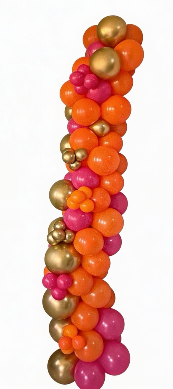 Arco Balões Laranja / Pink / Dourado - Shalom Festas Pegue e Monte 