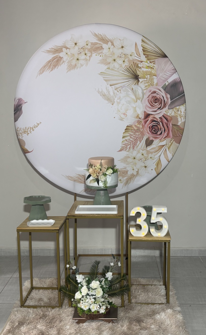 Floral Bege 02 - Shalom Festas Pegue e Monte