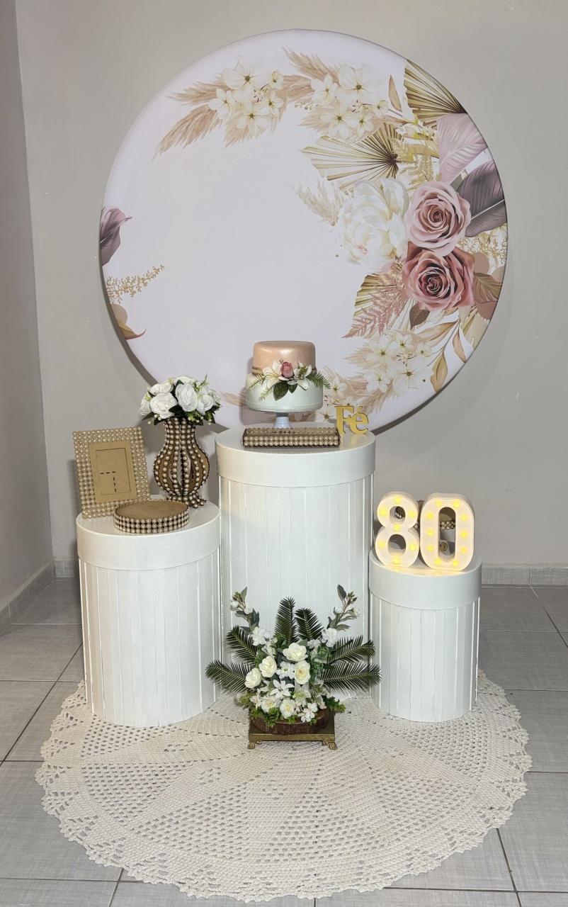 Floral Bege 06 Ripado - Shalom Festas Pegue e Monte