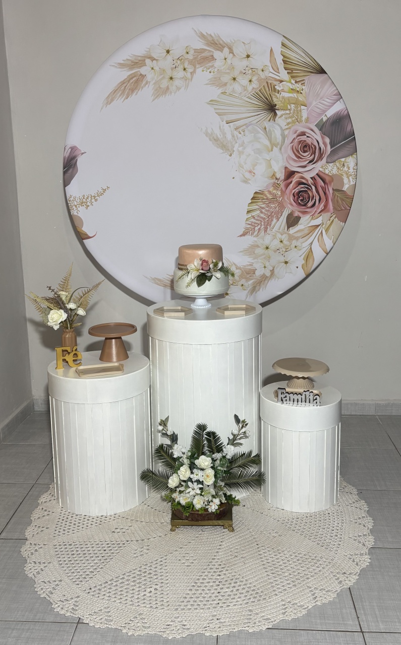 Floral Bege Ripado 05 - Shalom Festas Pegue e Monte