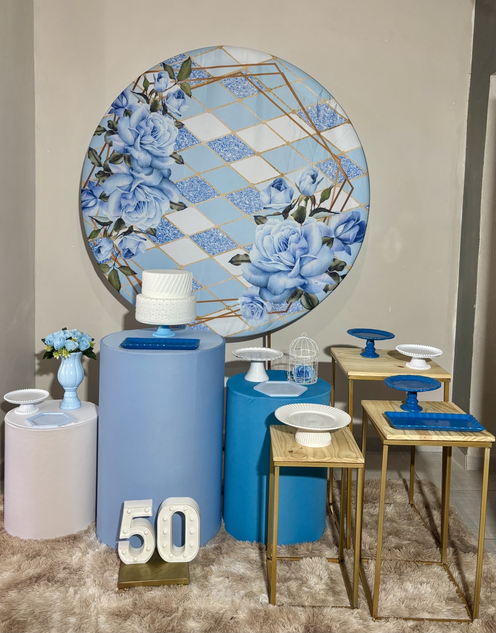 Floral Azul 02 - Shalom Festas Pegue e Monte