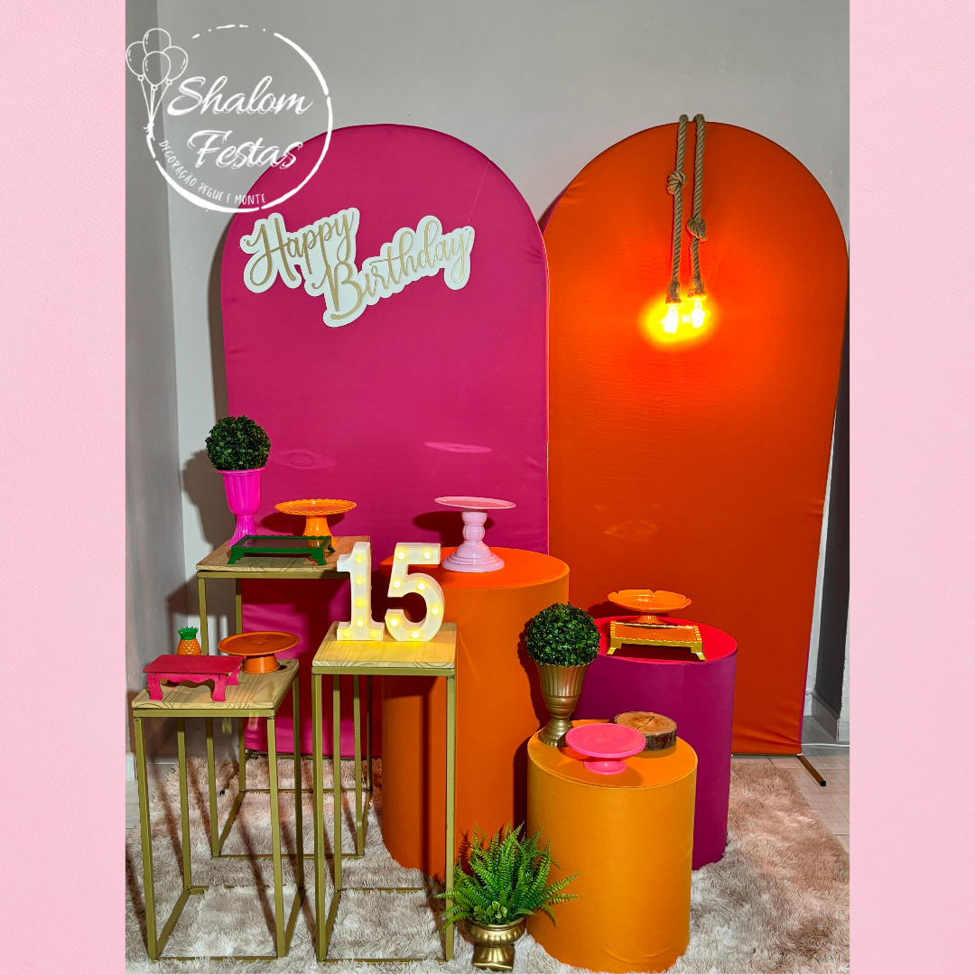 Pink/Laranja - Shalom Festas Pegue e Monte