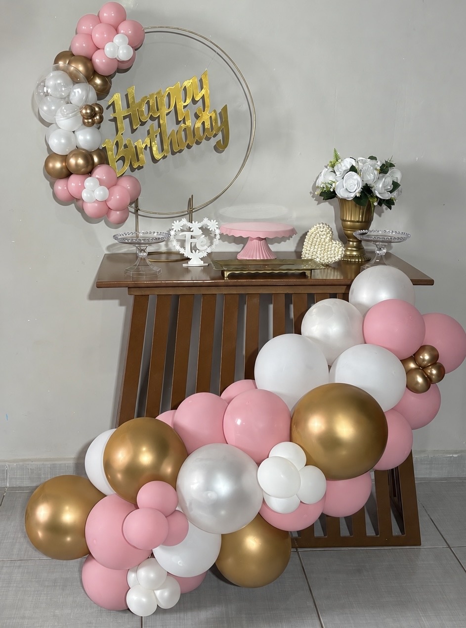 Mesa Ripada Minimalista Rosa - Shalom Festas Pegue e Monte 