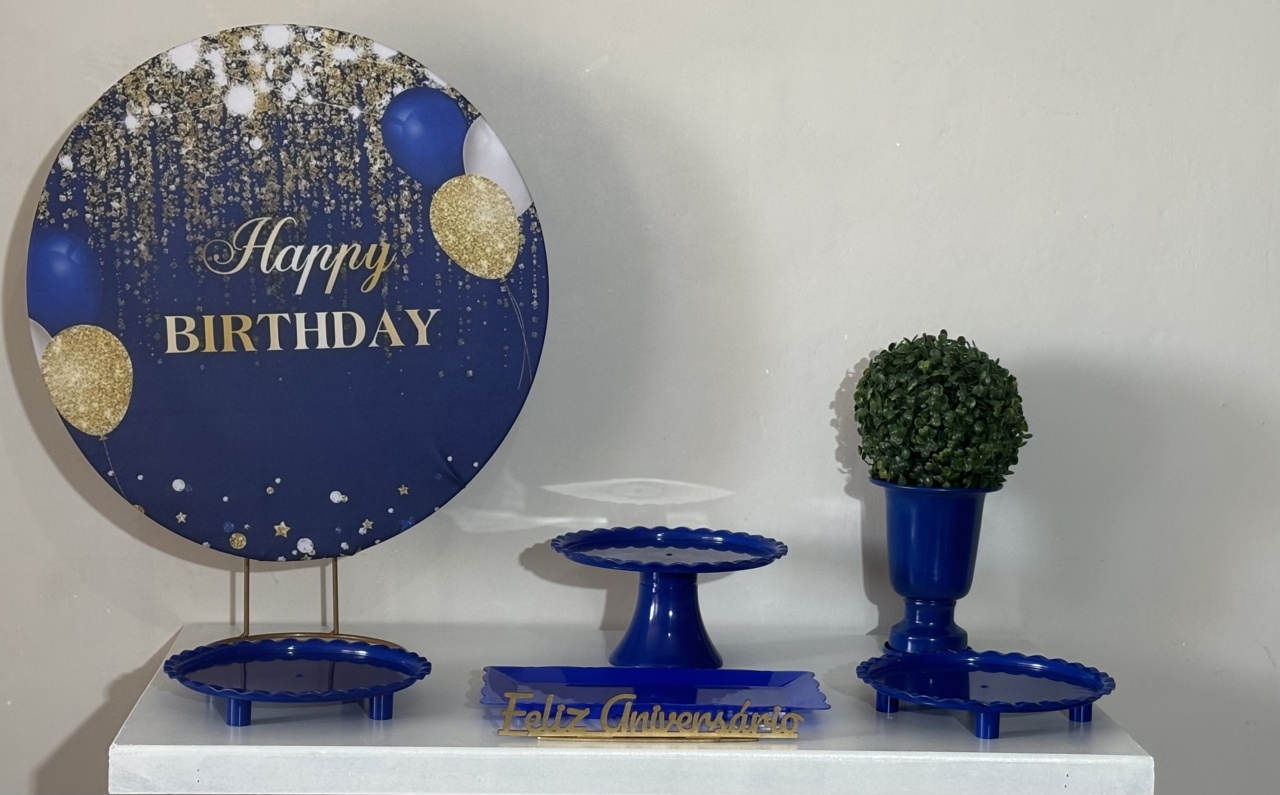 Mini Kit Happy Birthday Azul - Shalom Festas Pegue e Monte 