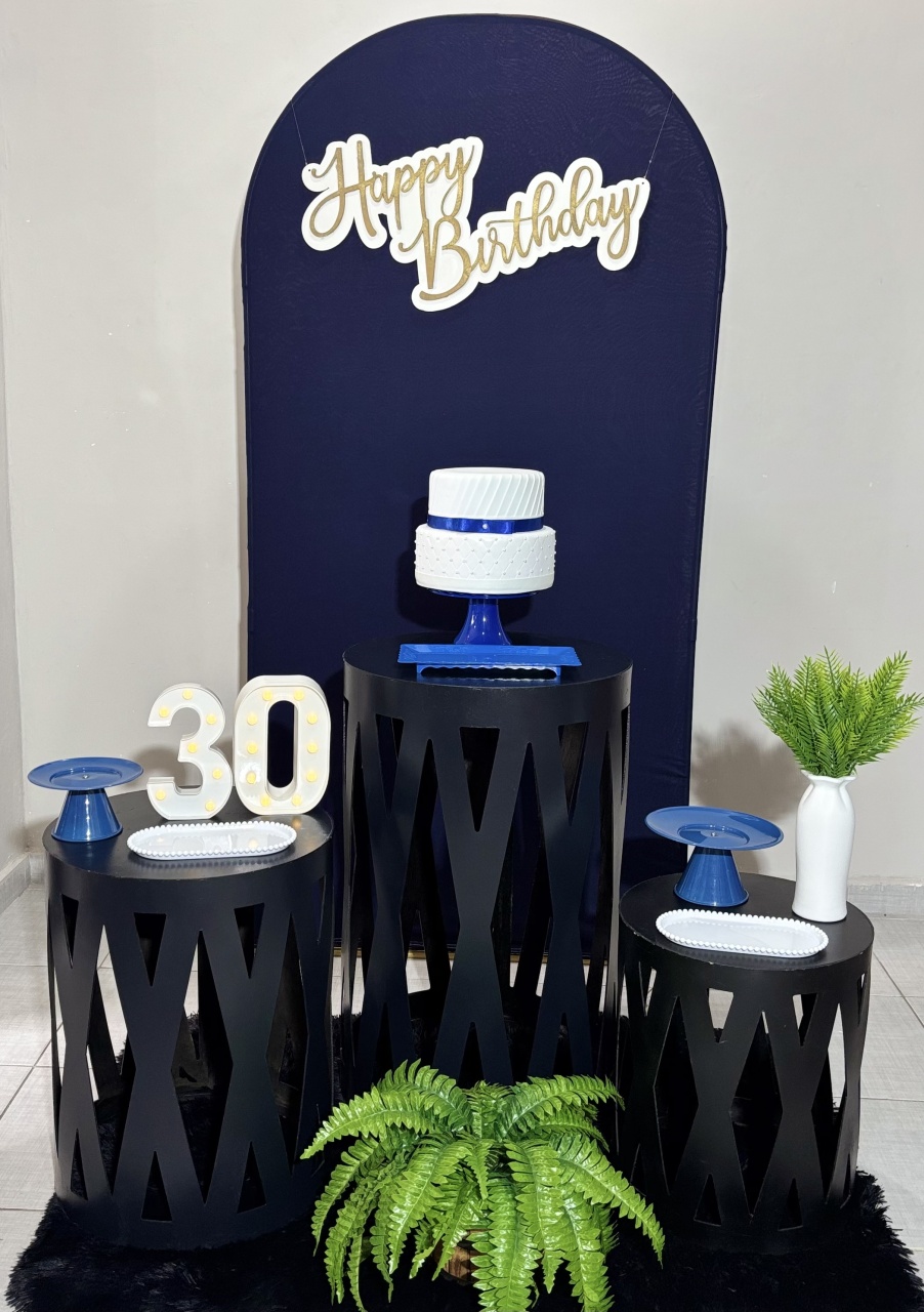 Romano Azul Happy Birthday - Shalom Festas Pegue e Monte 