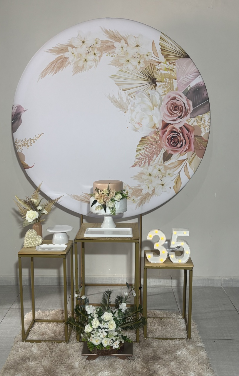 Floral Bege 03 - Shalom Festas Pegue e Monte