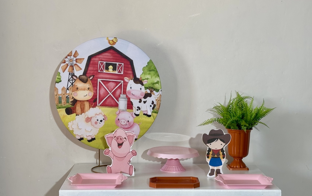 Mini Kit Fazendinha Menina 01 - Shalom Festas Pegue e Monte 